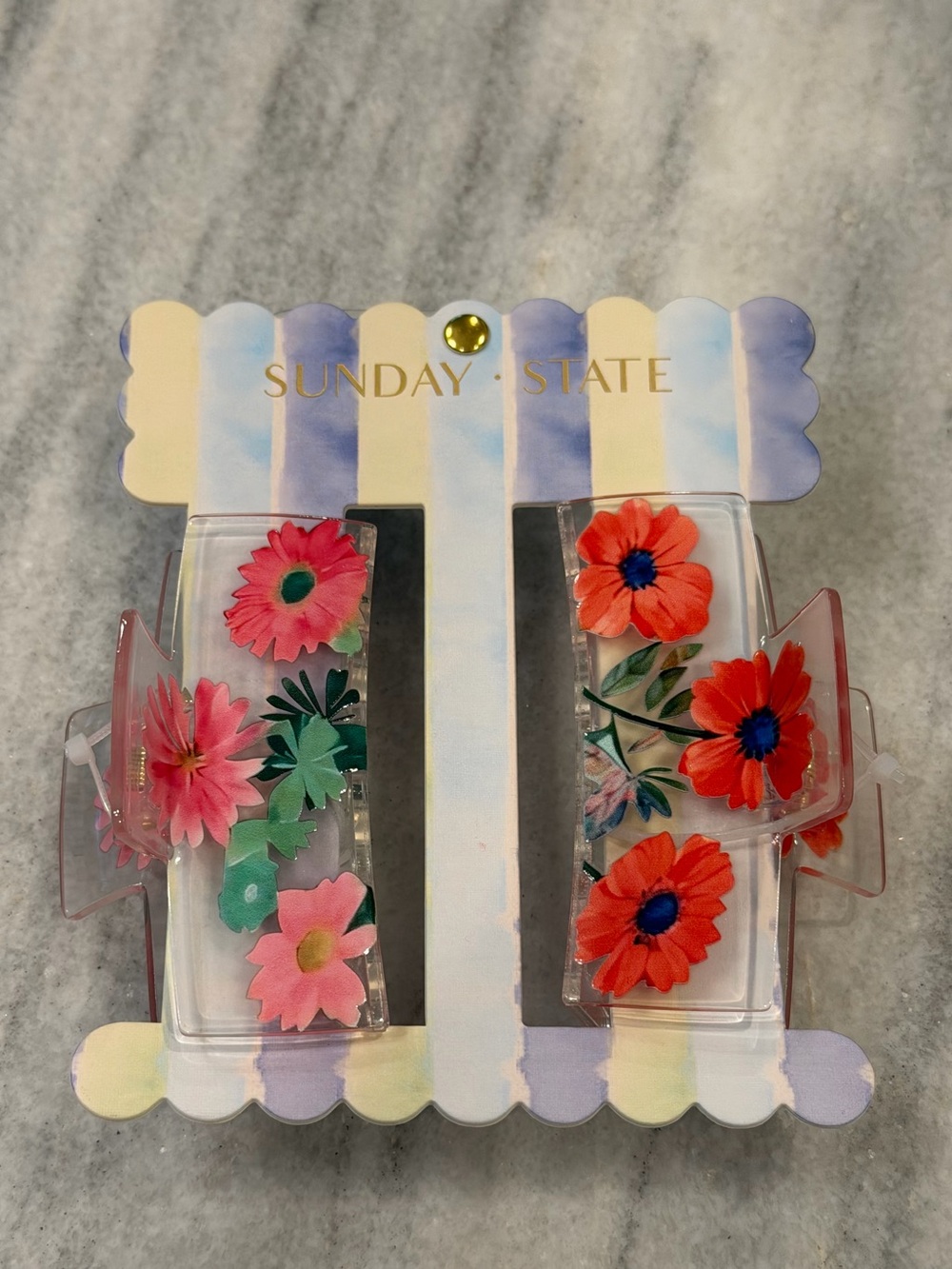 Sunday State Red & Pink Floral Hair Claw Clips